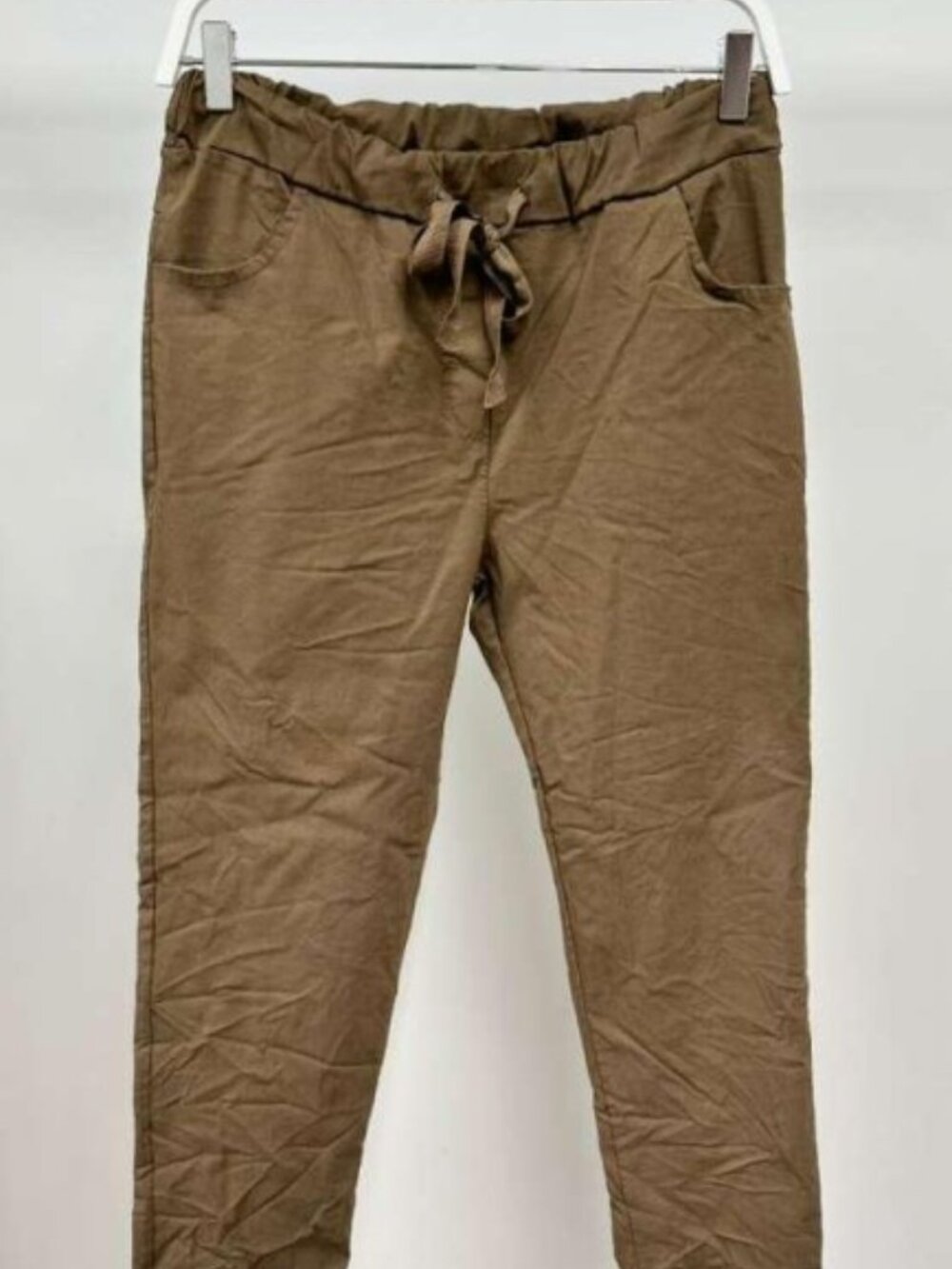 Chocolate Brown Crinkle Drawstring Joggers NWT